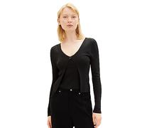 TOM TAILOR Denim Women's 2-in-1 Cardigan & Top, 14482-deep Black, L