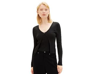 TOM TAILOR Denim Women's 2-in-1 Cardigan & Top, 14482-deep Black, L