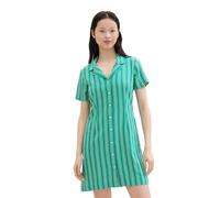 TOM TAILOR Denim Women's Basic Mini Shirt Dress with Stripes, 35335 - Green White Vertical Stripe, M