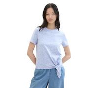 TOM TAILOR Denim Women's Basic T-Shirt with Knot Detail, 35325 - Mid Blue Minimal Print, XS