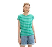 TOM TAILOR Denim Women's Basic T-Shirt with Stripes, 35337 - Green White Stripe, M