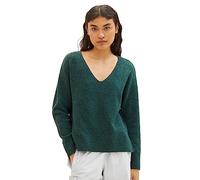 TOM TAILOR Denim Women's Basic V-Neck Jumper, 10592-midnight Forest Green Mélange, XS