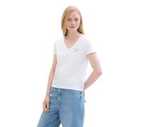 TOM TAILOR Denim Women's Basic V-Neck T-Shirt, 20000 - White, XXS