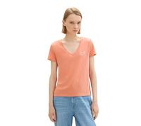 TOM TAILOR Denim Women's 1043625 Basic T-Shirt with V-Neck, 35155-Burnt Terracotta, XXS