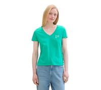 TOM TAILOR Denim Women's Basic V-Neck T-Shirt, 35363 - Bright Green, XXS