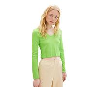 Tom Tailor Denim Women's Cropped Long-Sleeved Shirt with a Ribbed Structure