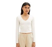 Tom Tailor Denim Women's Cropped Long-Sleeved Shirt with a Ribbed Structure