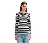 TOM TAILOR Denim Women's Long-Sleeved Shirt with Striped Pattern, 32575 - Black White Stripe, XXL