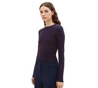 TOM TAILOR Denim Women's Long-Sleeved Shirt with Stripes, 34269 - Navy Brown Stripe, XS