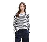 TOM TAILOR Denim Women's Long-Sleeved T-Shirt, 25924 - Navy White Stripe, Large