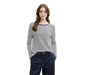 TOM TAILOR Denim Women's Long-Sleeved T-Shirt, 25924 - Navy White Stripe, Large