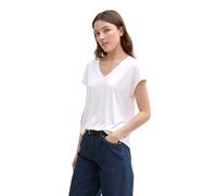 TOM TAILOR Denim Women's Loose Fit V-Neck T-Shirt, 20000 - White, M