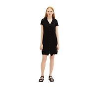 TOM TAILOR Denim Women's mini Dress with Button Placket and Collar, 14482 - Deep Black, XXL