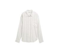 TOM TAILOR Denim Women's Oversized Shirt with Linen Content, 37833 - White Olive Vertical Stripe, XXL