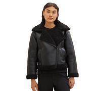 TOM TAILOR Denim Women's Sherling Leather Jacket, 14482-deep Black, L