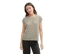 TOM TAILOR Denim Women's 1045446 T-Shirt, 37852-Olive White Stripe, M