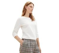 TOM TAILOR Denim Women's Sweatshirt with Ruffle Arm and Structure, 10332-off white, XL