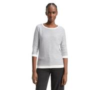 TOM TAILOR Denim Women's Sweatshirt with Ruffle Sleeves and Striped Pattern, 26032 - Blue White Structured Stripe, XS