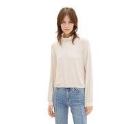 TOM TAILOR Denim Women's Sweatshirt with Stand-up Collar, 24421-Cream Beige Melange, L