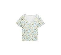 TOM TAILOR Denim Women's T-Shirt, 37809 - White Green Blue Flower Print, M