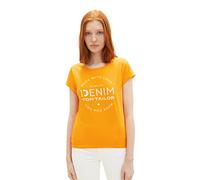 TOM TAILOR Denim Women's 1037722 T-Shirt with Lettering, 31684-Bright Mango Orange, Large