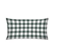 TOM TAILOR Flannel Cushion Cover, 40 x 80 cm, 100% Cotton/Flannel, with Reversible Motif and Coloured Branded Zip, Classic Check Green, Brown (Forest & Rusty Red)