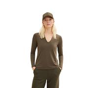 TOM TAILOR Ladie's 1034153 Basic Long-Sleeved Shirt, 18123-Tarmac Khaki, XXS