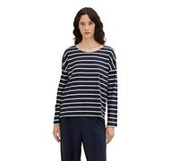TOM TAILOR Ladie's 1037012 Long-Sleeved T-Shirt, 31540-Navy Offwhite Stripe, XXS