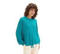 TOM TAILOR Ladies Cosy Long Sleeve Shirt with Drawstring, 32402-ever Green Melange, S