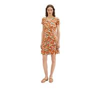TOM TAILOR Ladies Dress 1035234, 31758 - Brown Abstract Leaf Design, 38