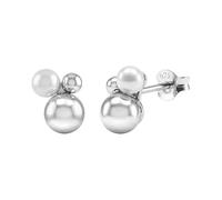 TOM TAILOR - Ladies Earrings 925 silver - with Pearls - Pearl Ball Stud Earrings - TT-E0087