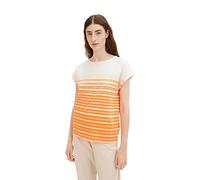 TOM TAILOR Ladies T-Shirt 1035480, 31575 - Orange Gradient Stripe, Large