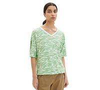 TOM TAILOR Ladies T-Shirt 1035483, 31574 - Green Small Wavy Design, Large