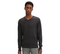 TOM TAILOR Men Basic jumper 202212 Strickpullover V-Ausschnitt, 10617 - Black Grey Melange, XL