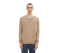 TOM TAILOR Men Basic jumper 202212 Strickpullover V-Ausschnitt, 31089 - Hazel Brown Melange, 3XL