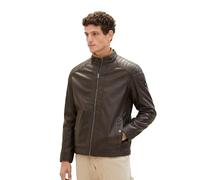 TOM TAILOR Men's 1026337 Faux leather biker jacket, 31523 - Espresso Brown Fake Leather, XL