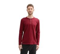 TOM TAILOR Men's 1034356 Henley Long Sleeve Shirt, 13721-Burgundy Dark Red, L