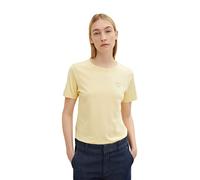 TOM TAILOR Men's 1034508 Basic T-Shirt with Heart Embroidery, 25987-Soft Yellow, XXS