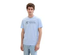 TOM TAILOR Men's 1035611 Basic T-Shirt with Print Made of Cotton, 35271-Windsurf Blue, L