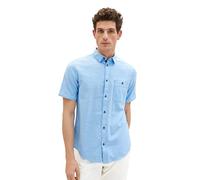 TOM TAILOR Men's 1036213 Short Sleeve Shirt with Chest Pocket, 31770-Blue Herringbone Structure, 3XL