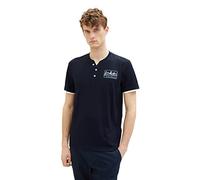 TOM TAILOR Men's 1036321 Serafino T-Shirt with Small Print, 10668-Sky Captain Blue, XXL
