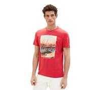 TOM TAILOR Men's 1036323 Photo Print T-Shirt, 31045-Soft Berry Red, 3XL
