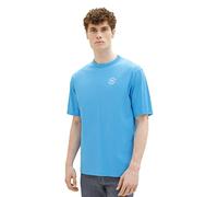 TOM TAILOR Men's 1036353 Basic T-Shirt with Print, 18395-Rainy Sky Blue, S
