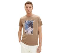 TOM TAILOR Men's 1036415 T-Shirt with Summer Print, 24048-Desert Fawn, XL