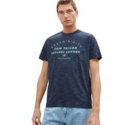 TOM TAILOR Men's 1036418 Basic T-Shirt with Print, 32033-Blue Streaky Melange, M