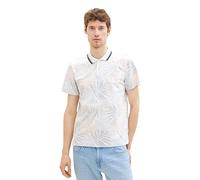 TOM TAILOR Men's 1036441 Polo Shirt with All-Over Print, 31837-Orange Colorful Leaf Design, L