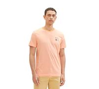 TOM TAILOR Men's T-Shirt with Print, 31994 - Melon Orange White Stripe, XL
