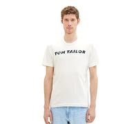 TOM TAILOR Men's 1037277 T-Shirt with Logo Print, 10332-Off White, L