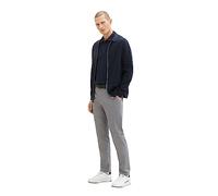 TOM TAILOR Men's 1037547 Slim fit Chino Trousers Made of Stretch piqué with Belt, 32284-White Navy Zig Zag Structure, 33 W/32 L