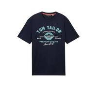 TOM TAILOR Men's 1037735 Cotton T-Shirt with Logo Print, 10302 Dark Blue, 3XL